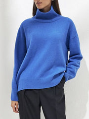 Turtleneck Drop Shoulder Long Sleeve Sweater - Trendsi