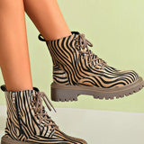 Animal Print Lace-Up Ankle Boots - Trendsi - Flyclothing LLC