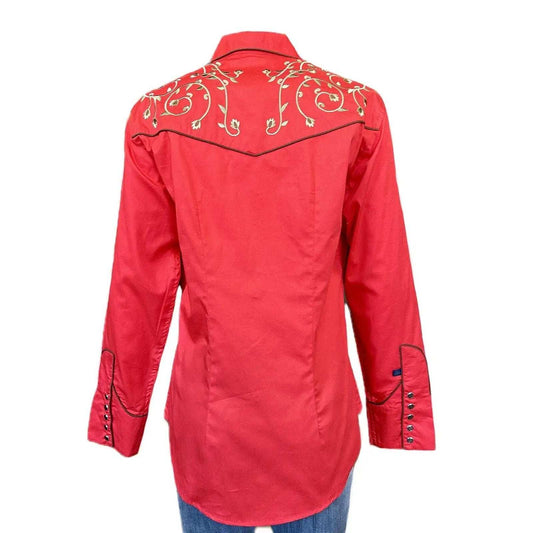 Rockmont Clothing Women’s Rhinestones & Scrolls Embroidery Western Shirt in Red - Rockmount Clothing - Flyclothing LLC