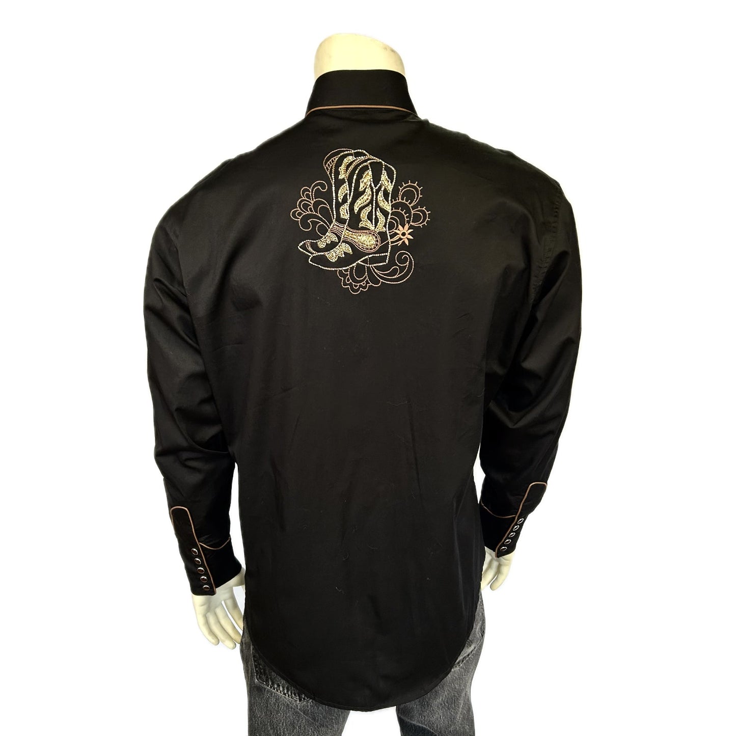 Rockmount Ranch Wear Women's Black Boot Embroidered Western Shirt - Rockmount Clothing - Flyclothing LLC