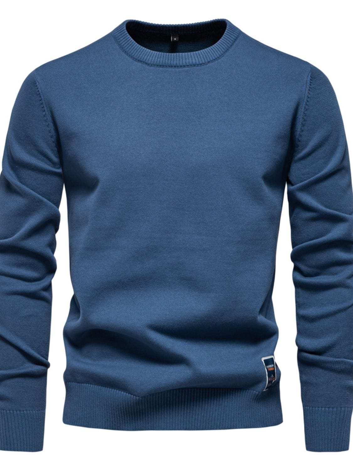 Men's Round Neck Long Sleeve Sweater - Trendsi - Flyclothing LLC