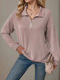 Double Take Striped Half Zip Long Sleeve T-Shirt - Trendsi - Flyclothing LLC