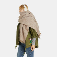 Raw Hem Heathered Polyester Scarf - Trendsi