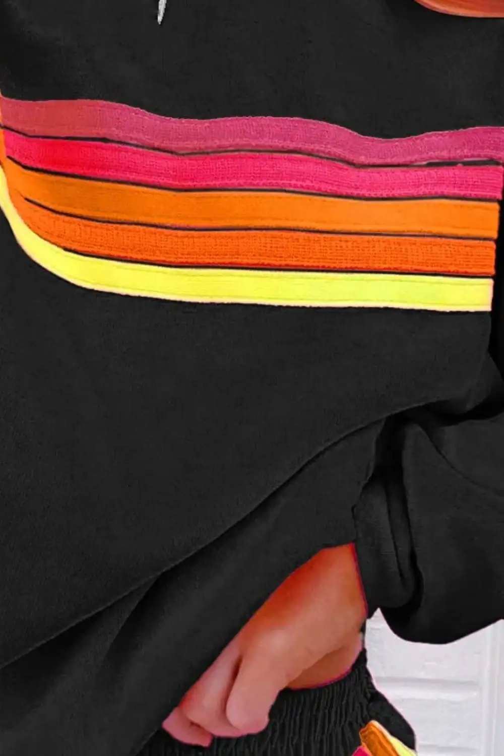 Full Size Contrast Striped Round Neck Top and Shorts Set - Trendsi - Flyclothing LLC