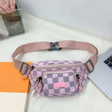 Checkered Adjustable Strap Nylon Crossbody Bag - Trendsi - Flyclothing LLC