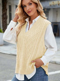 Cable Knit V-Neck Sweater Vest - Trendsi - Flyclothing LLC