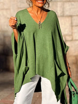 Ribbed Hem V-Neck Sweater - Trendsi - Flyclothing LLC