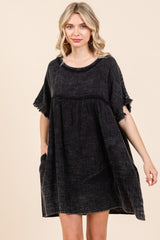 Culture Code Full Size Short Sleeve Babydoll Texture Dress with Pockets - Trendsi