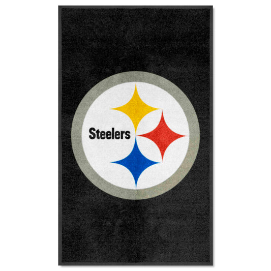 Pittsburgh Steelers 3X5 High-Traffic Mat with Durable Rubber Backing - Portrait Orientation - Pittsburgh Steelers