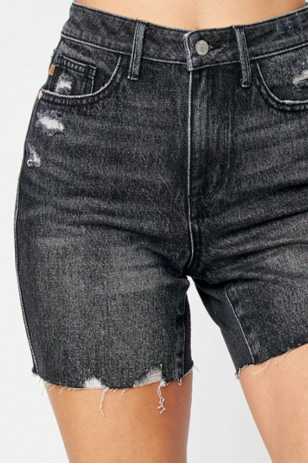 Judy Blue Full Size High Waist Tummy Control Denim Shorts - Trendsi - Flyclothing LLC