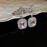 Alloy Crystal Geometric Dangle Earrings - Trendsi - Flyclothing LLC