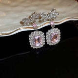 Alloy Crystal Geometric Dangle Earrings - Trendsi - Flyclothing LLC