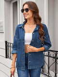 Vintage Wash Button-Down Denim Jacket - Trendsi - Flyclothing LLC