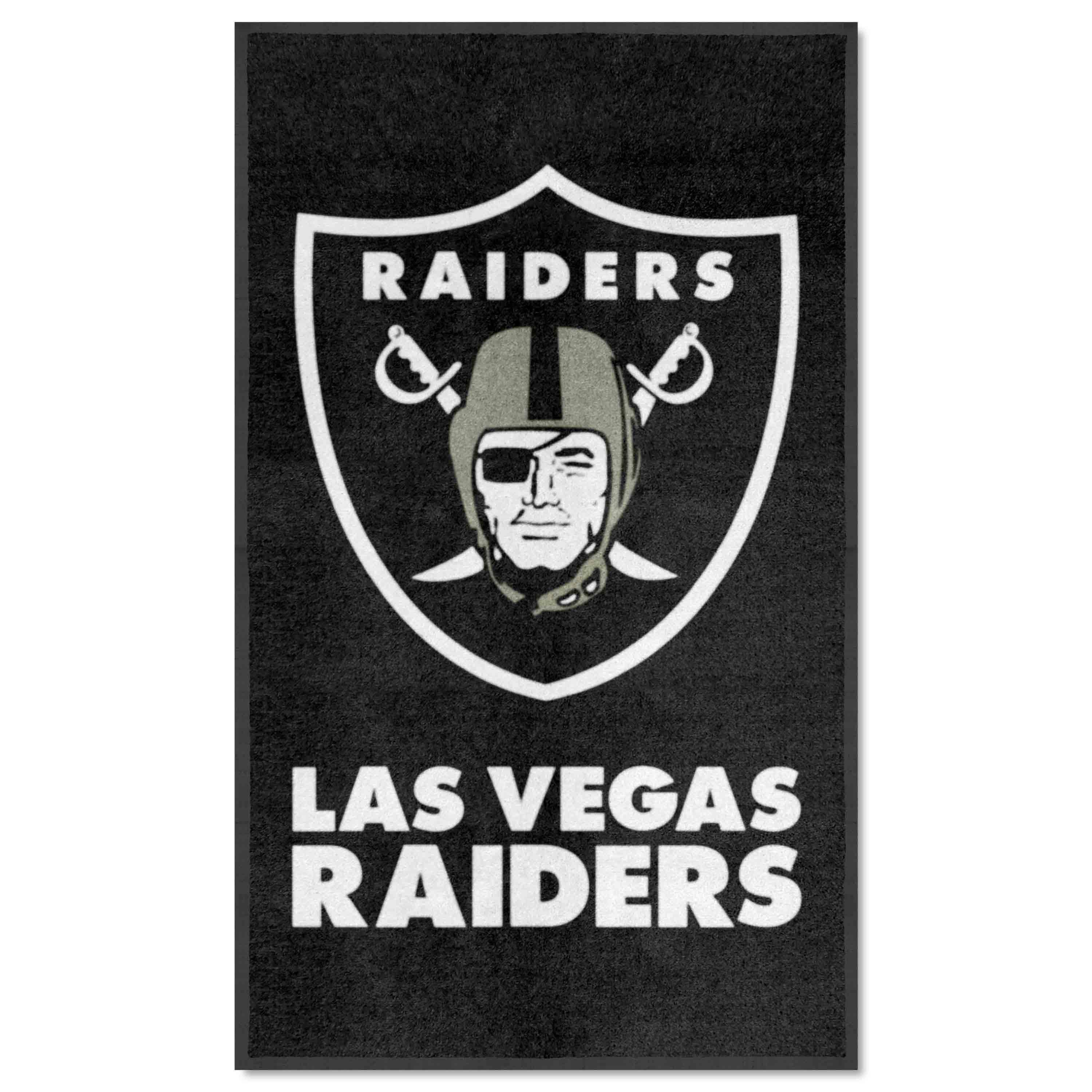 Las Vegas Raiders 3X5 High-Traffic Mat with Durable Rubber Backing - Portrait Orientation - Las Vegas Raiders