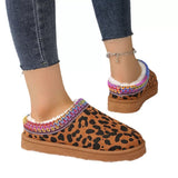 Leopard Print Plush Lined Warm Slip-Ons - Trendsi - Flyclothing LLC