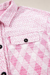 Geometric Print Textured Flap Pocket Shacket - Trendsi - Flyclothing LLC