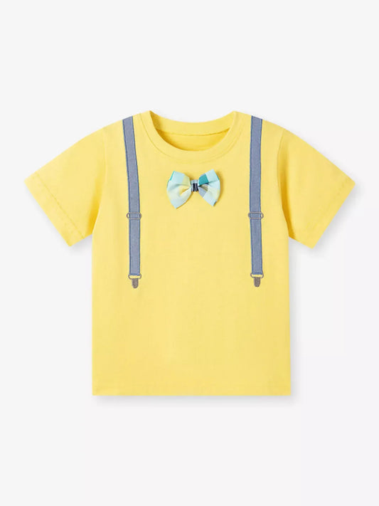 Children's Bow Embroidered Round Neck T-Shirt - Trendsi - Flyclothing LLC