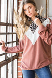 Heimish Full Size Leopard Quarter Zip Mock Neck Sweatshirt - Trendsi