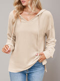 Double Take Drawstring Dropped Shoulder Long Sleeve Hoodie - Trendsi