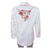 Rockmount Ranch Wear womens ivory red roses steerhead embroidery - Rockmount Clothing - Flyclothing LLC