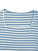 Striped Square Neck Long Sleeve Top and Pants Lounge Set - Trendsi - Flyclothing LLC