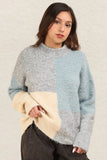 VERY J Color Block Mock Neck Drop Shoulder Sweater - Trendsi