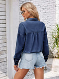 Button Up Long Sleeve Denim Jacket with Breast Pockets - Trendsi - Flyclothing LLC