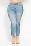 Judy Blue Full Size Vintage Wash Side Panel Detail with Fray Hem Slim Plus Size - Trendsi - Flyclothing LLC