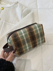 Contrast Plaid Clutch with Zipper - Trendsi