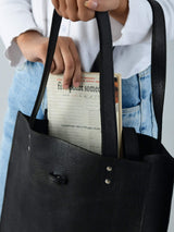 Ebony Elegance Leather Tote - Classy Leather Bags - Flyclothing LLC