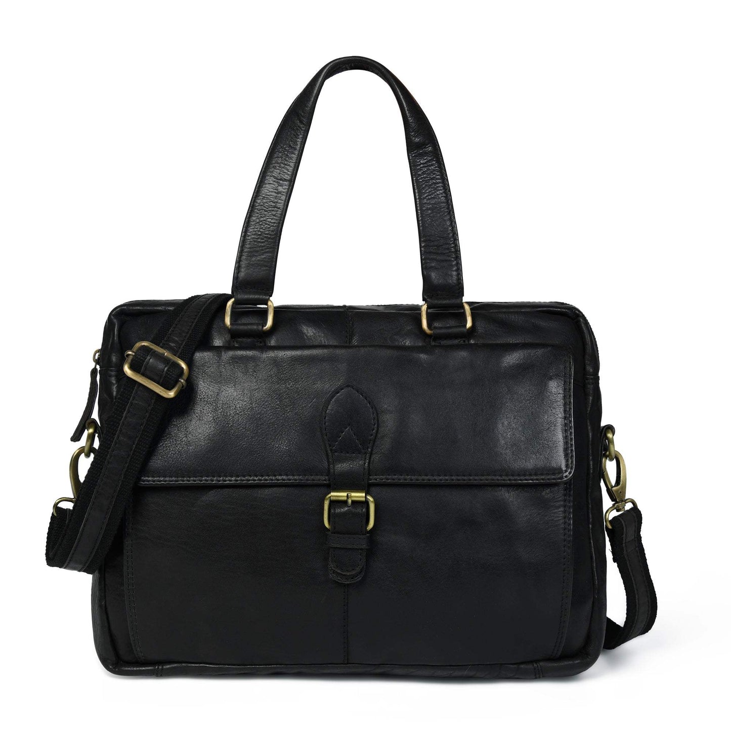 The Modern Briefcase Black - Classy Leather Bags - Flyclothing LLC