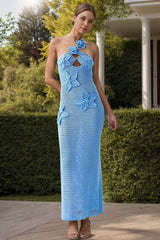 Crochet Flower Halter Neck Knit Dress - Trendsi - Flyclothing LLC
