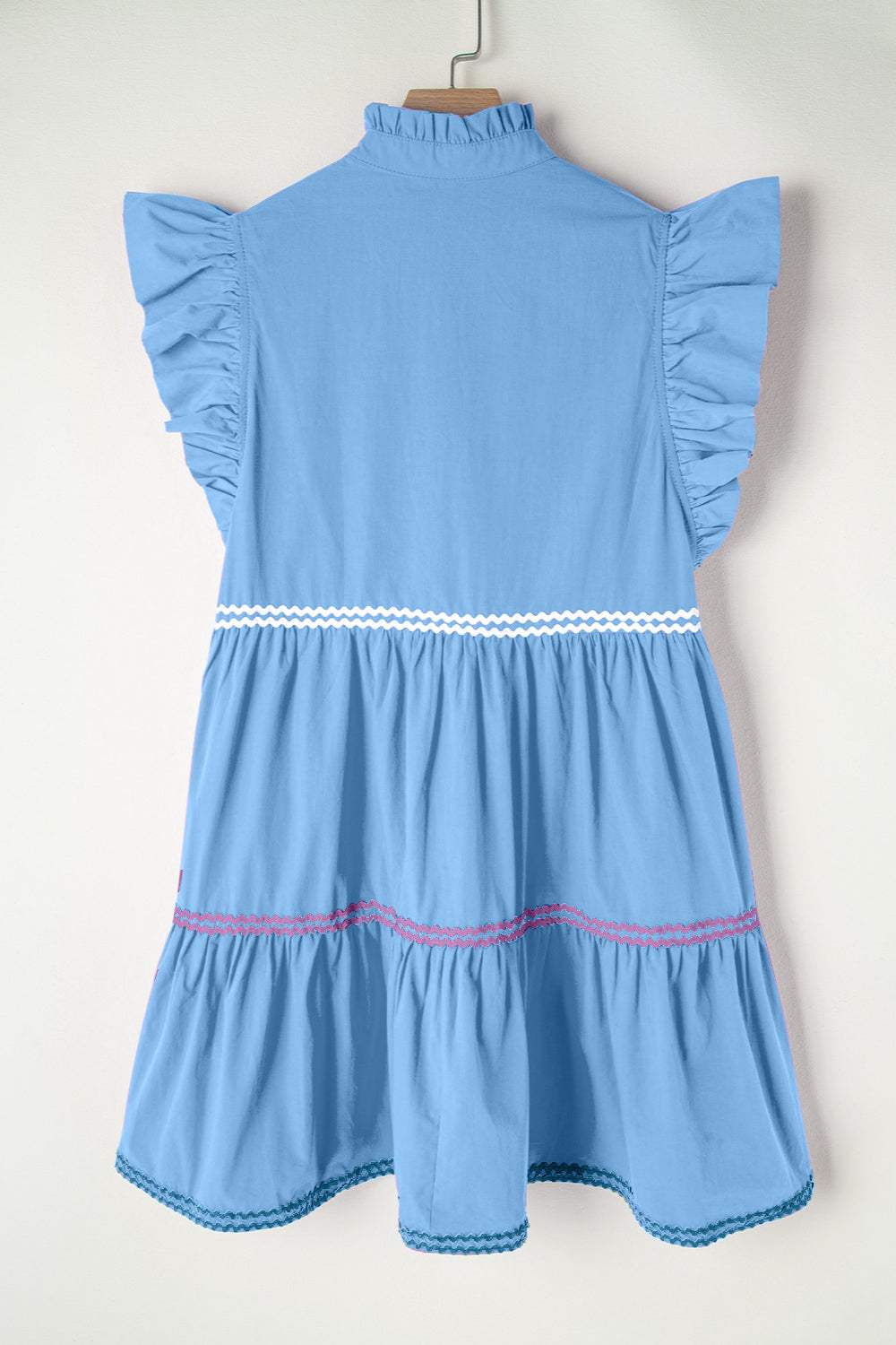 Ruffled Notched Cap Sleeve Mini Dress - Trendsi - Flyclothing LLC