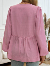 Devine Tied Striped Long Sleeve Blouse - Trendsi - Flyclothing LLC