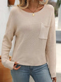 Round Neck Long Sleeve Sweater - Trendsi - Flyclothing LLC