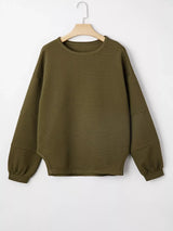 Ribbed Knit Oversized Sweatshirt - Trendsi - Flyclothing LLC