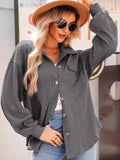 Textured Button Up Long Sleeve Shacket - Trendsi