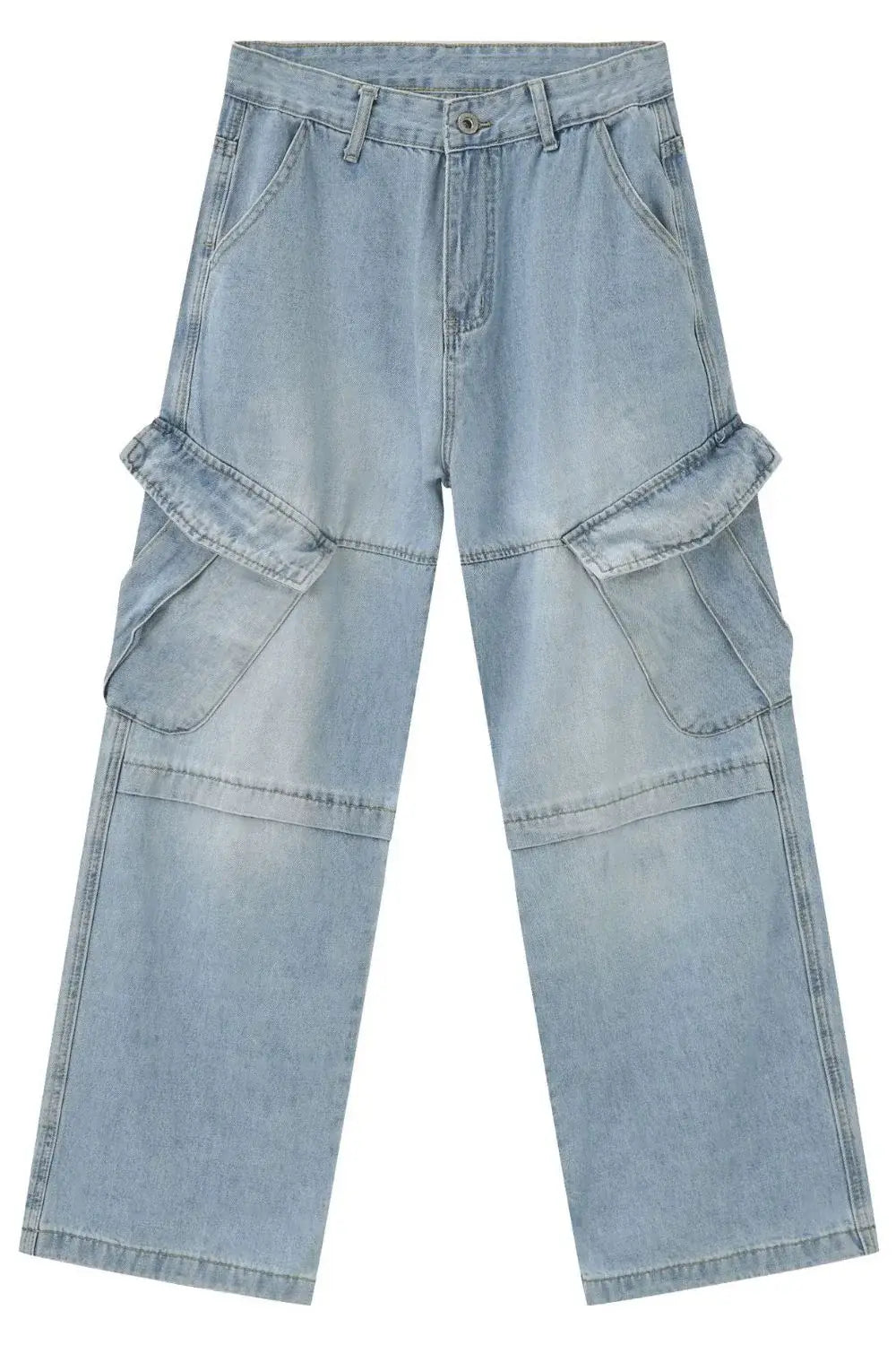 Men's Mid Rise Jeans with Cargo Pockets - Trendsi - Flyclothing LLC
