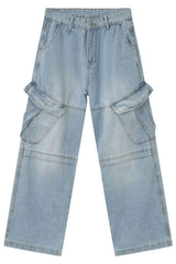 Men's Mid Rise Jeans with Cargo Pockets - Trendsi - Flyclothing LLC