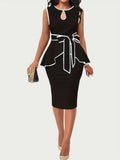 Plus Size Cutout Contrast Sleeveless Dress - Trendsi