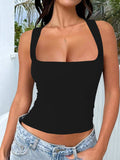 Devine Square Neck Wide Strap Tank - Trendsi - Flyclothing LLC