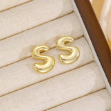 18K Gold-Plated Bubble Letter Stud Earrings - Trendsi - Flyclothing LLC