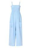 Smocked Spaghetti Strap Wide Leg Jumpsuit - Trendsi - Flyclothing LLC