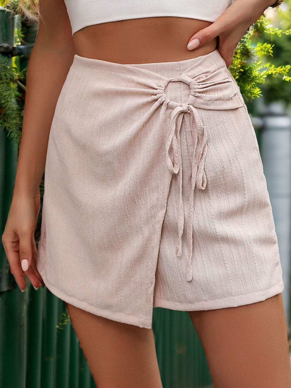 Tied Ruched Elastic Waist Shorts - Trendsi - Flyclothing LLC