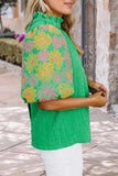 Frill Mock Neck Puff Sleeve Blouse - Trendsi - Flyclothing LLC