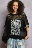 POL Floral Patchwork Lace Accent Blouse - Trendsi - Flyclothing LLC