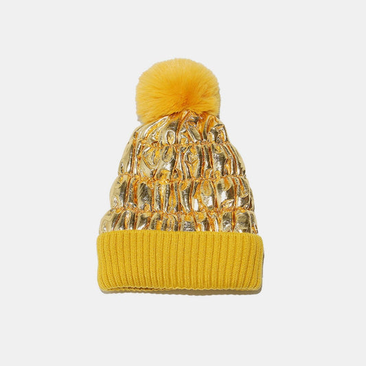 Thermal Knit Hat with Pompom - Trendsi