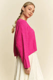 Davi & Dani Diamond Cable Pattern Drop Shoulder Sweater - Trendsi