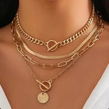 4-Piece Layered Coin Pendant Necklace - Trendsi - Flyclothing LLC