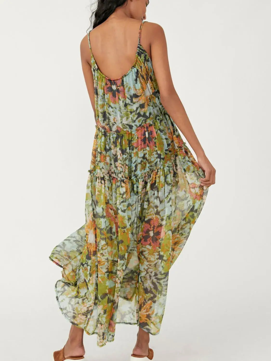 Printed V-Neck Sleeveless Dress - Trendsi - Flyclothing LLC